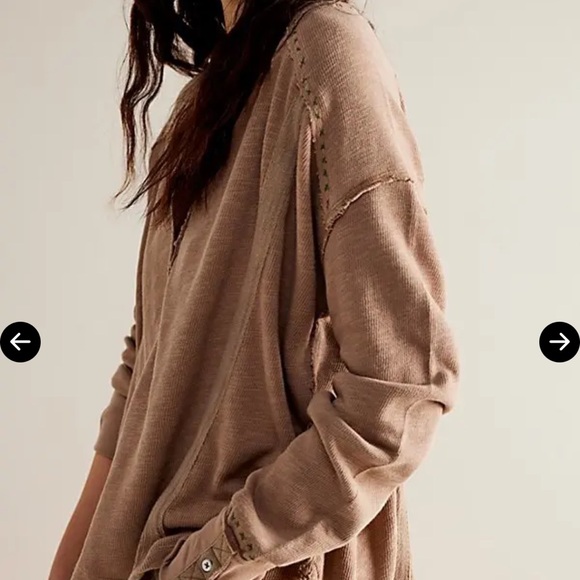 FP We The Free Taylor Henley Tunic Tunic NWOT Size XS Greige - Picture 3 of 9